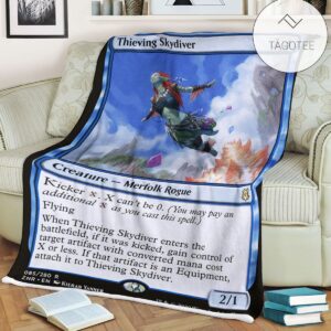 Znr 85 Thieving Skydiver Mtg Game Magic The Gathering Fleece Blanket