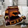 Cow And Sunset Blanket