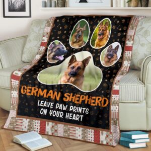 German Shepherd Leave Paw Prints On Your Heart Fleece Blanket