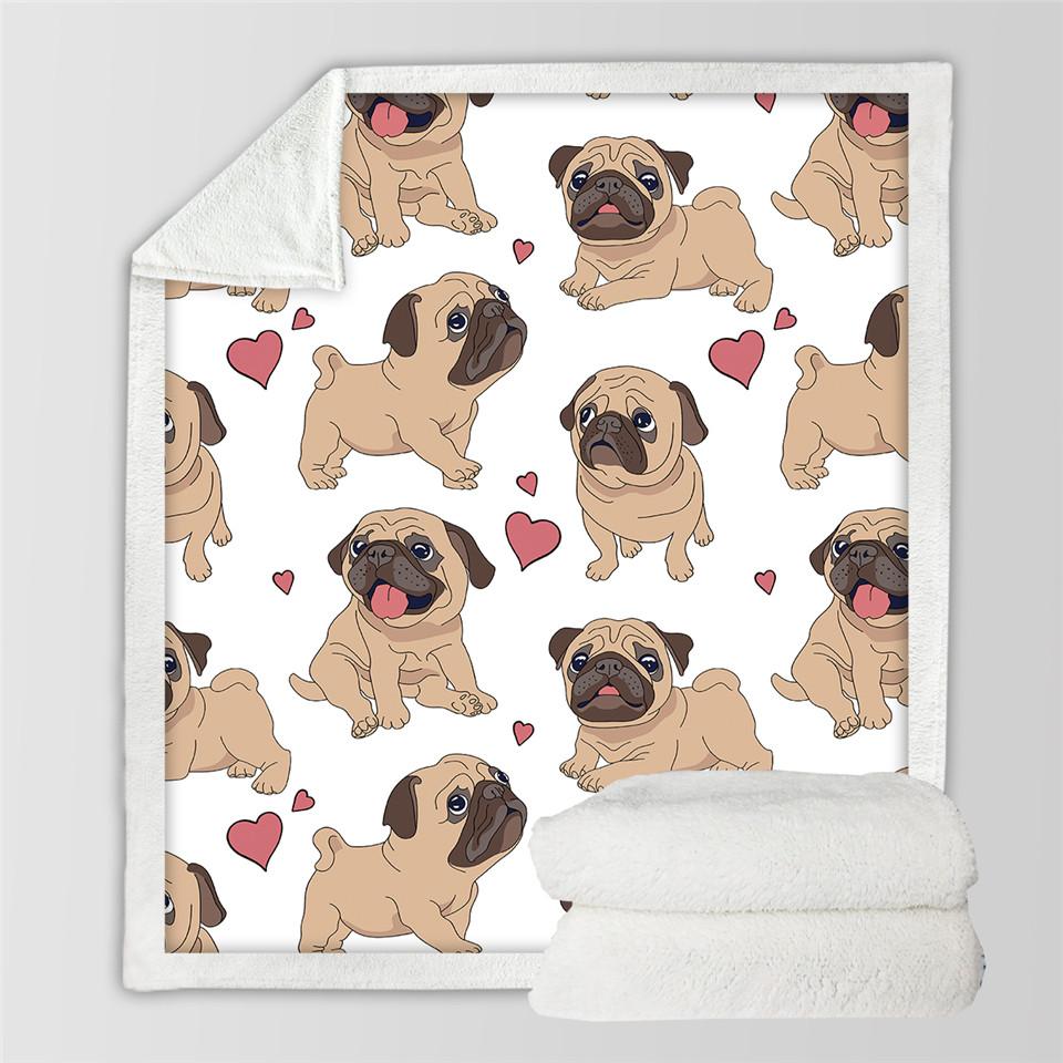 Pug With Heart Blanket Pug With Heart Blanket